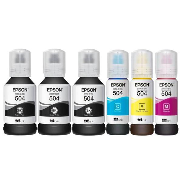 Imagem de Kit 06 Tinta Original L4260 L4160 L6191 L6171 T504