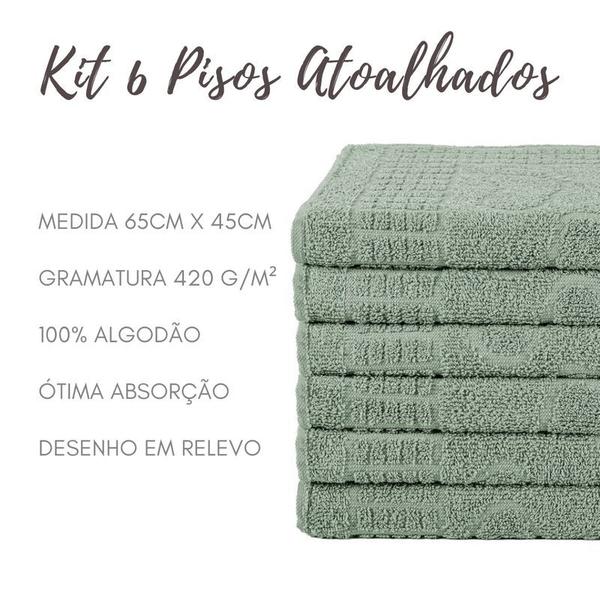 Imagem de Kit 06 Toalhas de Piso Verde Pezinho Para Banheiro 65 x 45