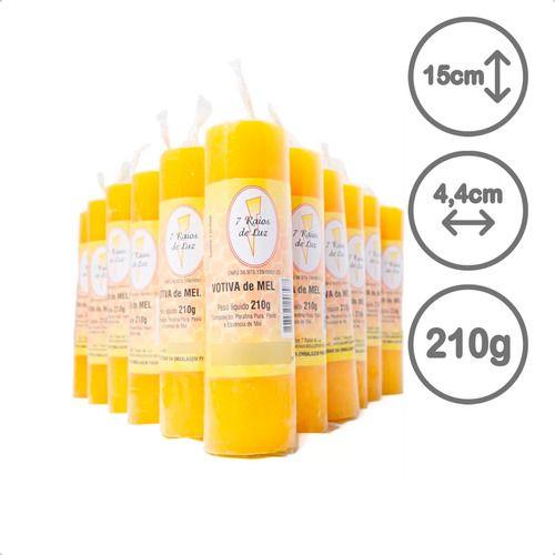 Imagem de Kit 06 Velas Votiva 7 Dias Mel Amarelo 210g Parafina Pura