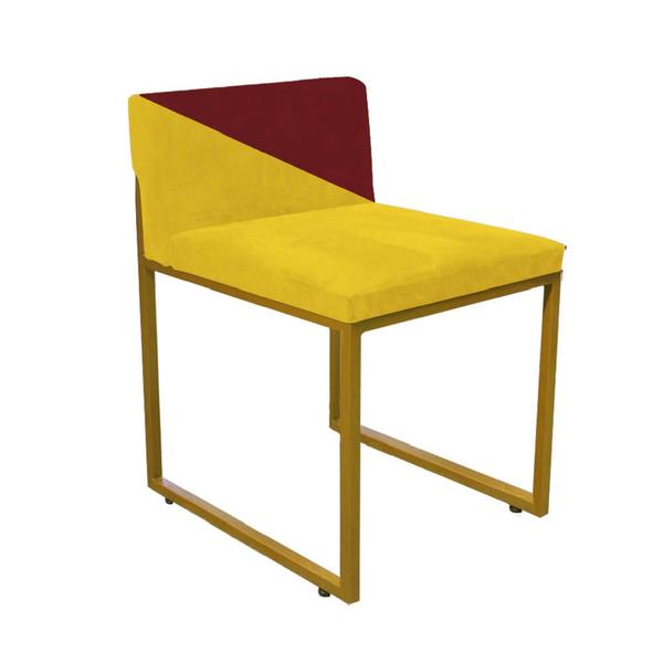 Imagem de Kit 07 Cadeira Office Lee Duo Sala de Jantar Industrial Ferro Dourado Sintético Amarelo e Vermelho - Ahz Móveis