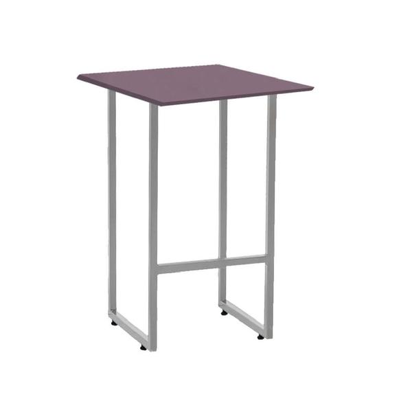 Imagem de Kit 07 Mesa Lateral de Canto Industrial Will Sala Escritório Ferro Prata Tampo MDF Quadrado Rose Rosa - Ahazzo Móveis