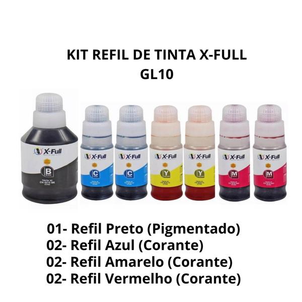 Imagem de Kit 07 Refil Tinta Compativel P/uso Canon Gl-10 G7010 G6010 Preto pigmentada