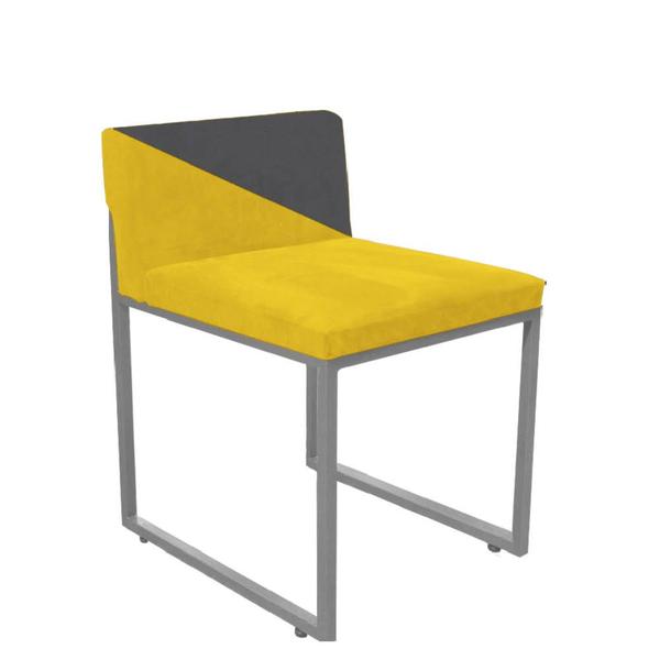 Imagem de Kit 08 Cadeira Office Lee Duo Sala de Jantar Industrial Ferro Cinza material sintético Amarelo e Cinza - Ahz Móveis