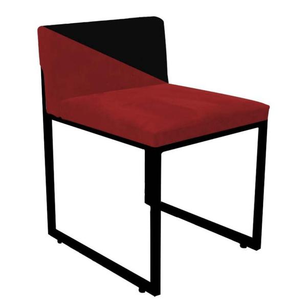 Imagem de Kit 08 Cadeira Office Lee Duo Sala de Jantar Industrial Ferro Preto material sintético Vermelho e Preto - Ahz Móveis