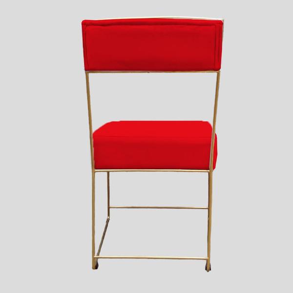 Imagem de Kit 08 Cadeiras Atena Base de Ferro Maciço dourada suede Vermelho - D'Classe Decor