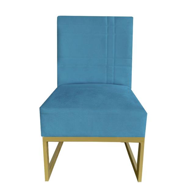 Imagem de Kit 08 Cadeiras Ellen Base de Ferro suede Azul Tiffany - D'Classe Decor