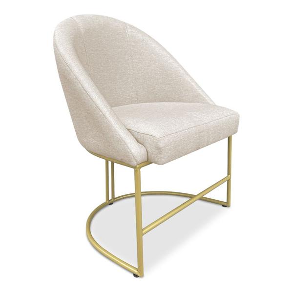 Kit 08 Cadeiras Poltrona de Jantar Bela Linho Bege Base Metálica Industrial Dourado - Pallazio Imagem de Kit 08 Cadeiras Poltrona de Jantar Bela Linho Bege Base Metálica Industrial Dourado - Pallazio