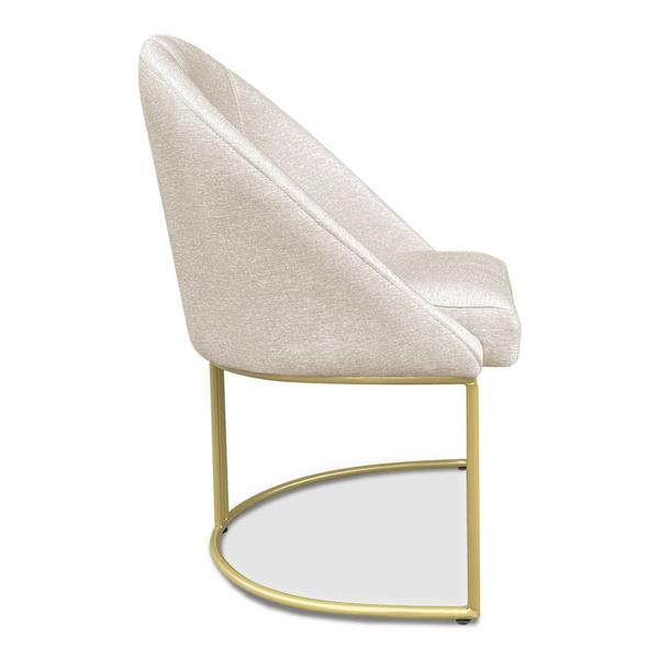 Kit 08 Cadeiras Poltrona de Jantar Bela Linho Bege Base Metálica Industrial Dourado - Pallazio Imagem de Kit 08 Cadeiras Poltrona de Jantar Bela Linho Bege Base Metálica Industrial Dourado - Pallazio