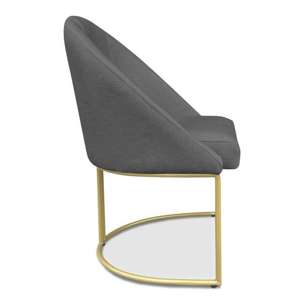 Imagem de Kit 08 Cadeiras Poltrona de Jantar Bela Suede Grafite Base Metálica Industrial Dourado - Pallazio