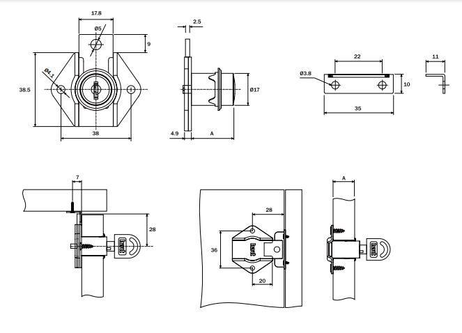 Imagem de Kit 08 Fechaduras 22mm ou 31mm Mesmo Segredo Portas Gavetas