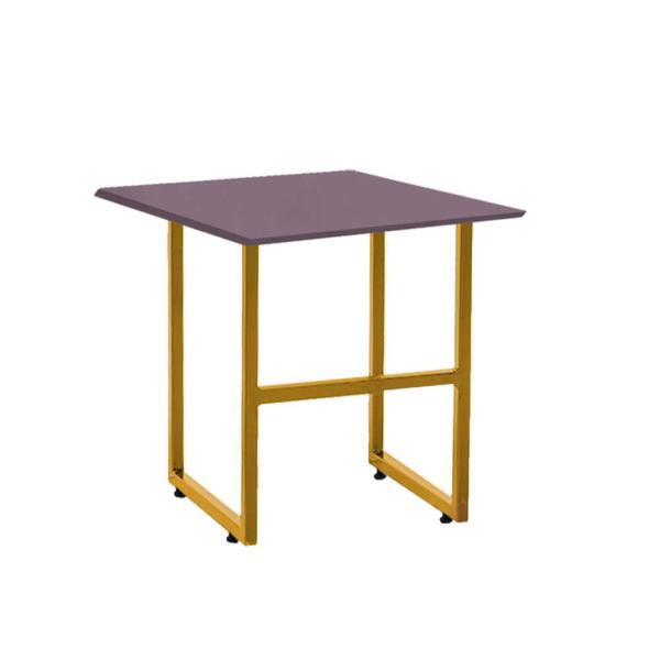 Imagem de Kit 08 Mesa de Centro Industrial Will Sala Escritório Ferro Dourado Tampo MDF Quadrado Rose Rosa - Ahazzo Móveis