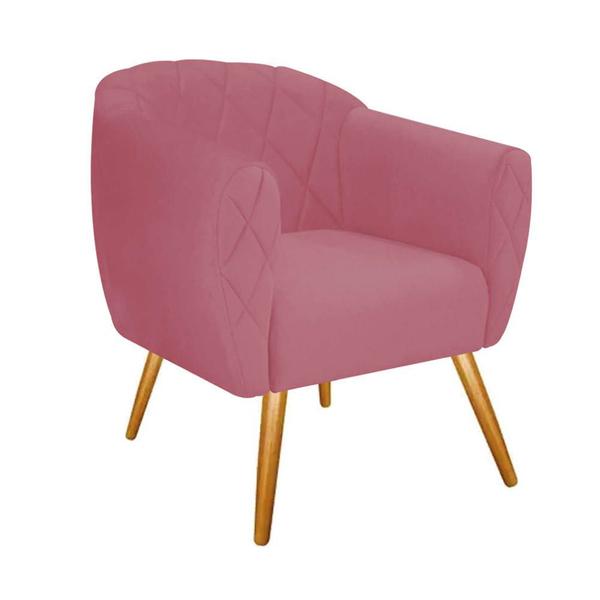 Imagem de Kit 08 Poltrona Cadeira Decorativa  Ludi Pés Palito Sala de Estar Recepção Escritório Suede Rosa Bebê - Damaffê Móveis