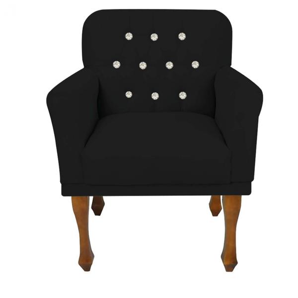 Imagem de Kit 08 Poltrona Cadeira Decorativa  Mona Luxo com Strass Sala de Estar Recepção Escritório Suede Preto - Damaffê Móveis