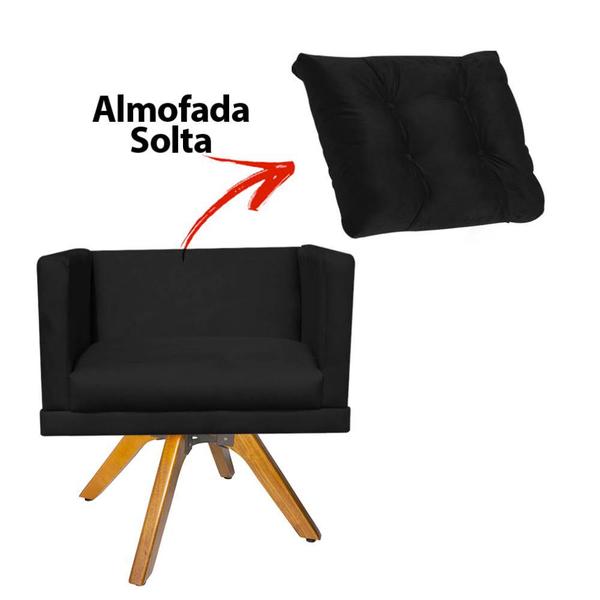 Imagem de Kit 08 Poltrona Milena Confort Base Giratória Caramelo Com Almofada Sala Recepção Escritório Suede Preto - DAMAFFÊ MÓVEIS