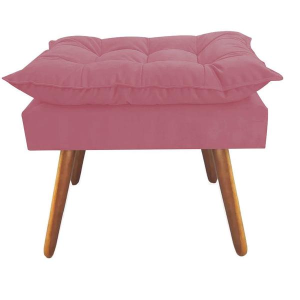 Imagem de Kit 08 Puff Opala decorativo  Pés em Madeira Sala de Estar Recepção Escritório Suede Rosa Bebê - KDAcanto Móveis