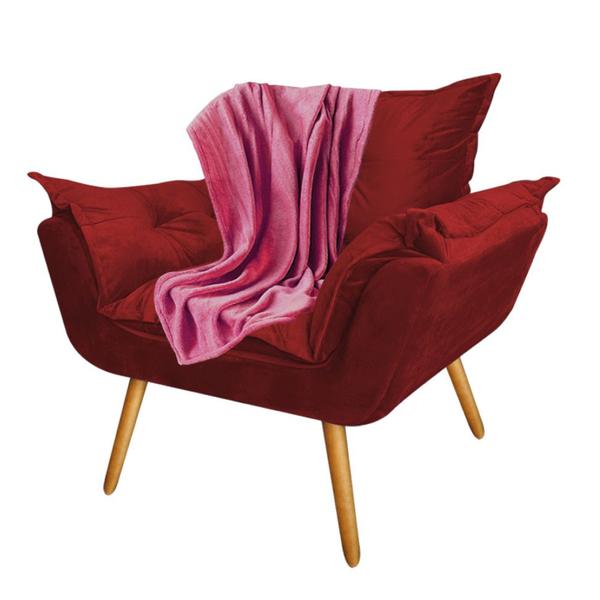 Imagem de Kit 09 Poltronas Fatte Premium Luxo com Manta Soft Microfibra Rosa Suede Vermelho - Ahazzo Móveis