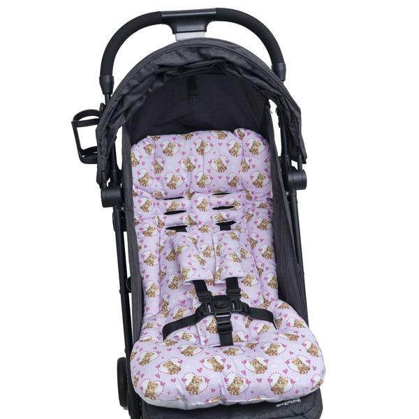 Imagem de Kit 1 almofada para carrinho 1 bebê conforto - ursa rosa