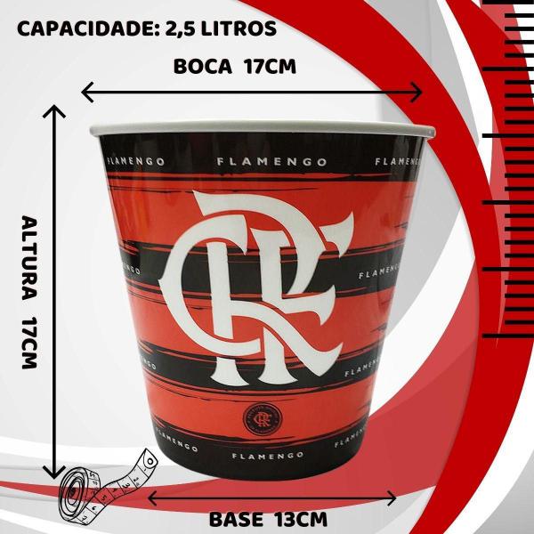 Imagem de Kit 1 Balde Pipoca Grande 2,5L Time Flamengo + 2 Taças Gin