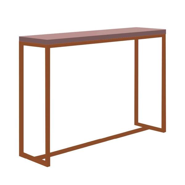 Imagem de Kit 1 Banqueta Liz + 1 Mesa Bancada Mavie 150cm Industrial Ferro Bronze MDF Rosa - Ahazzo Móveis