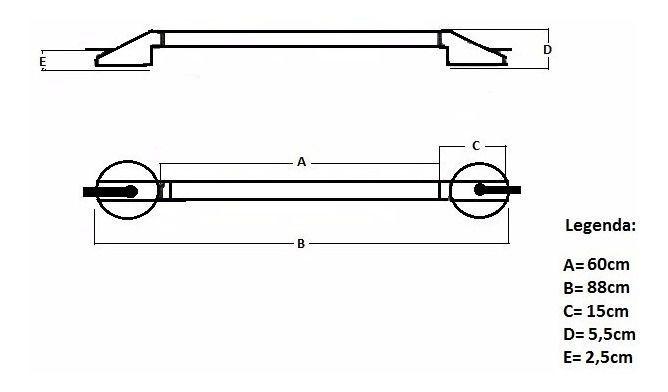 Kit 1 Barra 60cm + 1 Barra 88cm - Santo Rack Imagem de Kit 1 Barra 60cm + 1 Barra 88cm