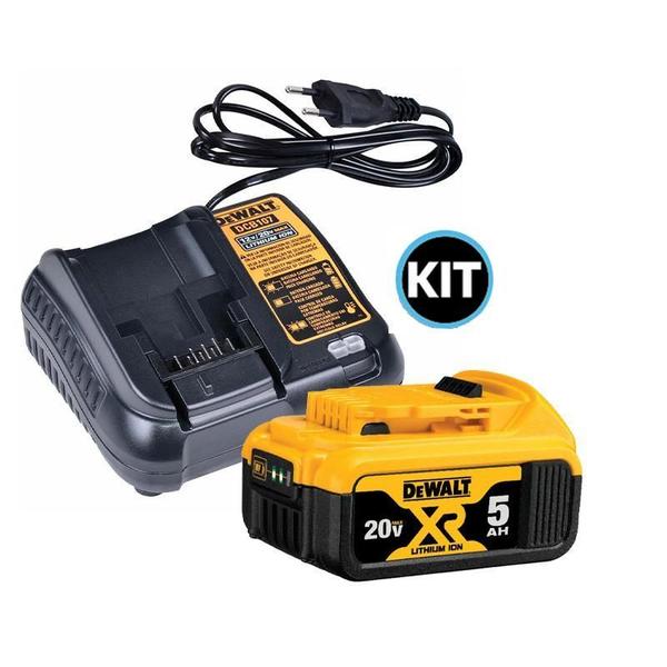 Imagem de Kit 1 Bateria 5Ah 20V Dcb205 E Carregador Dcb107 Bivolt