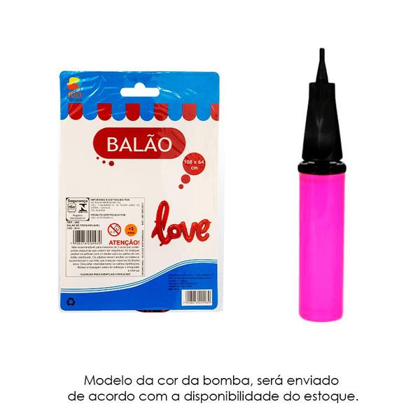 Imagem de Kit 1 Bomba Inflador Manual + Bexiga Love