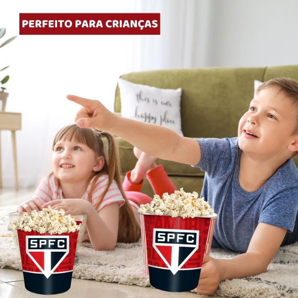 Imagem de Kit 1 Caneca Branca Porcelana 260ml SPFC + 1 Balde Pipoca Grande 2,5L Time São Paulo Oficial