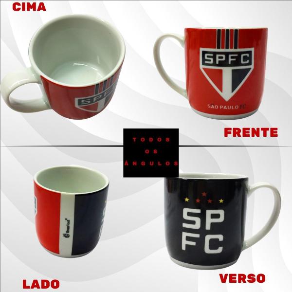 Imagem de Kit 1 Caneca Porcelana 300ml + 1 Caneca Copo 300ml Gel Isolante Térmico São Paulo Sigla SPFC