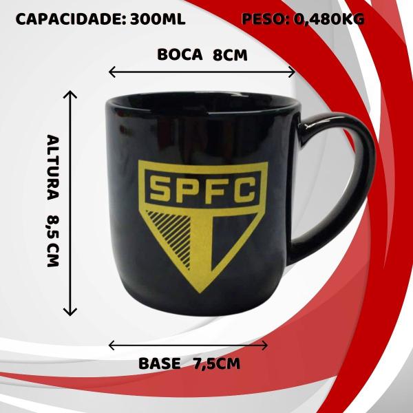 Imagem de Kit 1 Caneca Preta Porcelana 300ml Café + 1 Caneca Copo Gel 300ml Isolante Térmico São Paulo