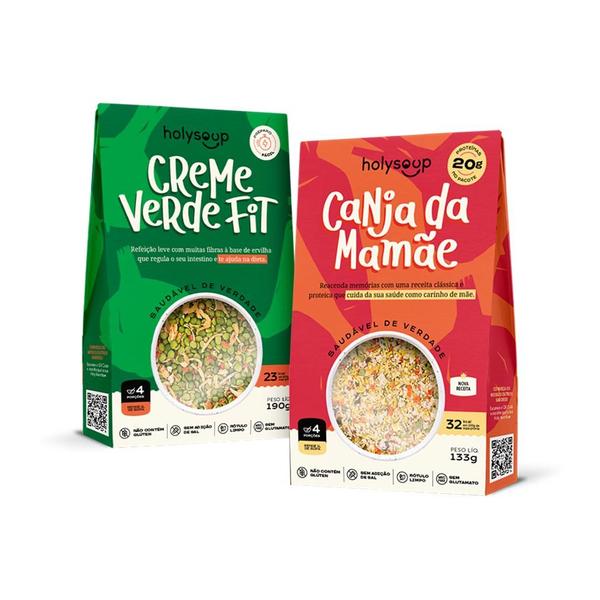 Kit 1 Canja da Mamãe e 1 Creme Verde - Sem Glúten - HolySoup - Holy Soup Imagem de Kit 1 Canja da Mamãe e 1 Creme Verde - Sem Glúten - HolySoup