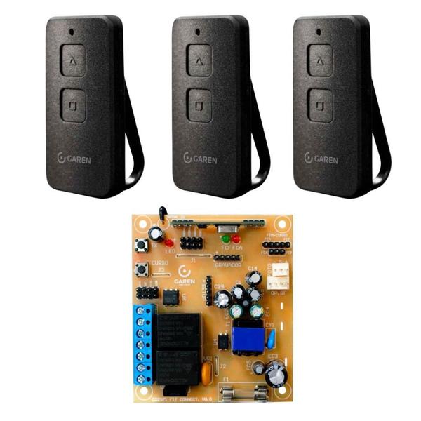 Imagem de Kit 1 Central Placa De Comando Para Portões Eletrônicos Fit Ramp Garen + 3 Controles Remoto TX MAX Garen Para Portões