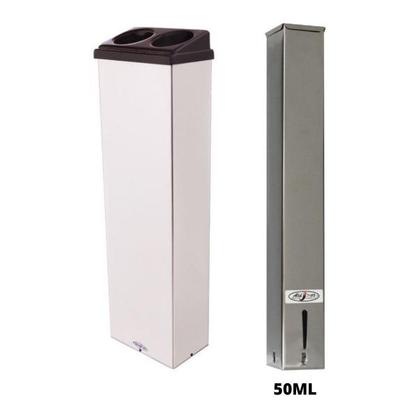 Kit 1 Coletor Conjugado Café + 1 Dispenser Quadrado 50ml Inox - CM Design Imagem de Kit 1 Coletor Conjugado Café + 1 Dispenser Quadrado 50ml Inox