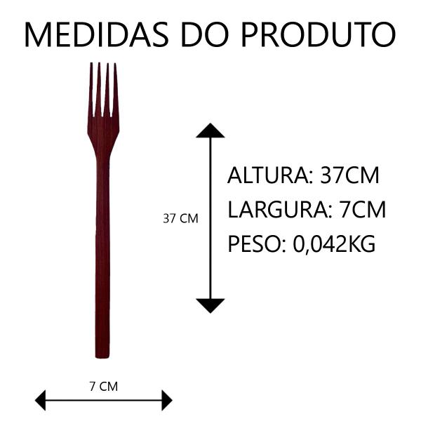 Imagem de Kit 1 Colher de pau para Arroz e 1 Garfo p/Churrasco