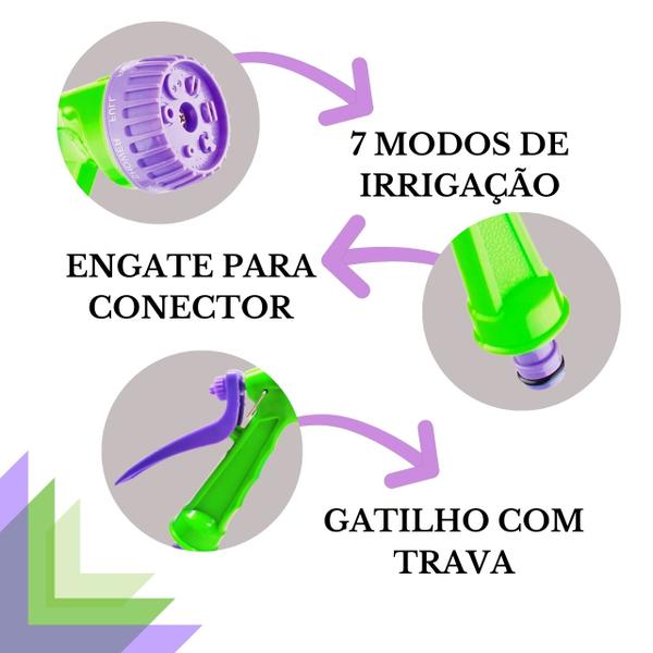 Imagem de Kit 1 Esguicho Para Mangueira + 4 Conectores Engate Rápido Bico Adaptador Jardim Quintal