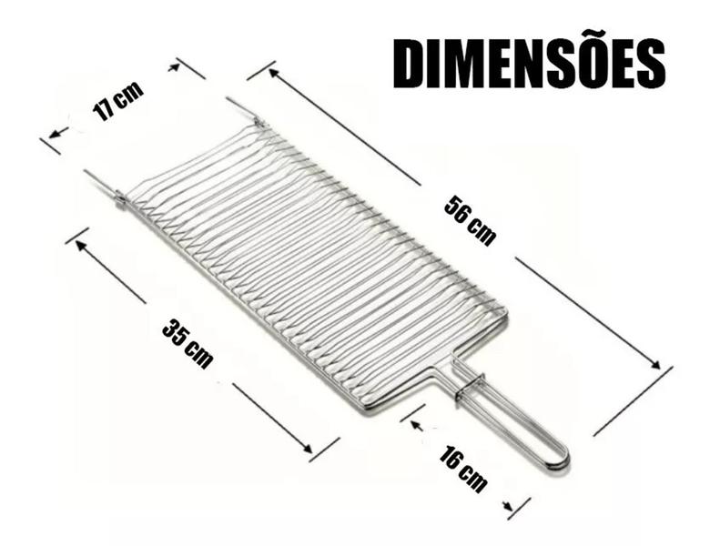 Imagem de Kit 1 Espeto Duplo,1 Espeto Simples 55cm 1 Grelha Dupla 55cm