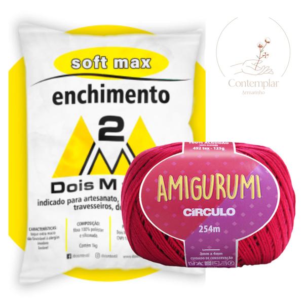 Imagem de Kit 1 Fio Amigurumi - Circulo + 100 g Enchimento fibra siliconada SOFT MAX - Dois M Têxtil