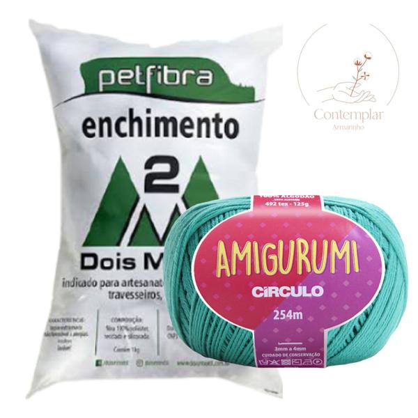 Imagem de Kit 1 Fio Amigurumi - Circulo + 500 g Enchimento fibra siliconada PET FIBRA - Dois M Têxtil