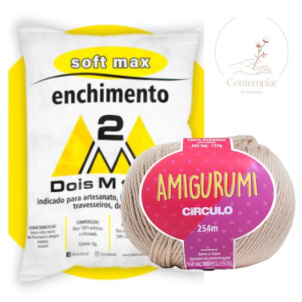 Kit 1 Fio Amigurumi - Circulo + 500 g Enchimento fibra siliconada SOFT MAX - Dois M Têxtil - Circulo + Dois M Têxtil Imagem de Kit 1 Fio Amigurumi - Circulo + 500 g Enchimento fibra siliconada SOFT MAX - Dois M Têxtil