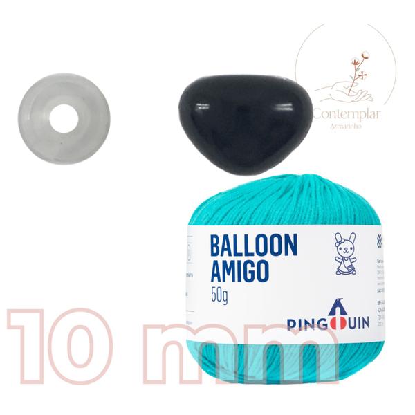 Imagem de Kit 1 Fio Balloon Amigo - Pingouin + Focinho preto com trava de segurança 10 mm - Círculo