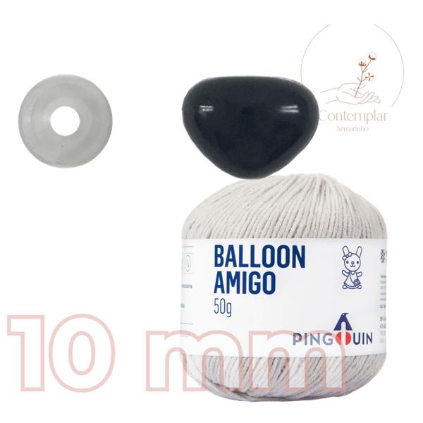 Imagem de Kit 1 Fio Balloon Amigo - Pingouin + Focinho preto com trava de segurança 10 mm - Círculo