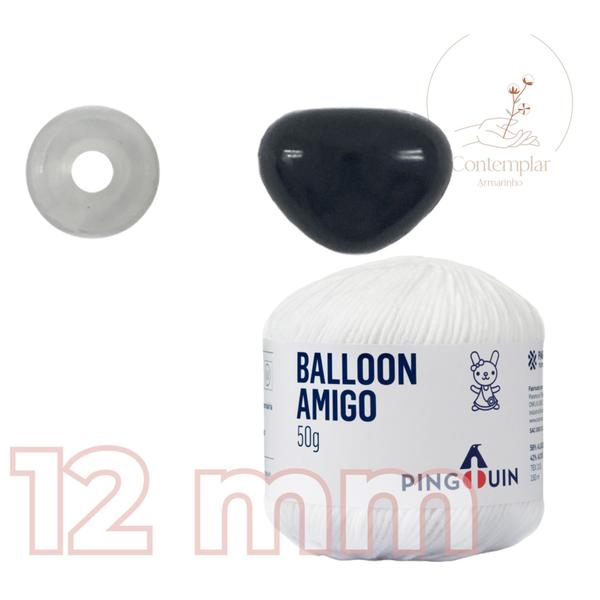 Imagem de Kit 1 Fio Balloon Amigo - Pingouin + Focinho preto com trava de segurança 12 mm - Círculo