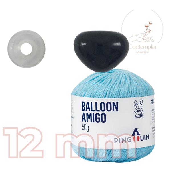 Imagem de Kit 1 Fio Balloon Amigo - Pingouin + Focinho preto com trava de segurança 12 mm - Círculo