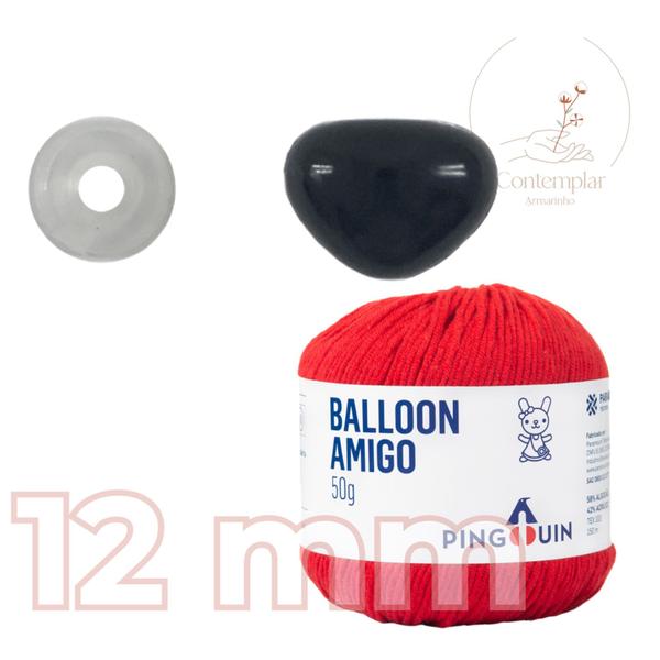 Imagem de Kit 1 Fio Balloon Amigo - Pingouin + Focinho preto com trava de segurança 12 mm - Círculo