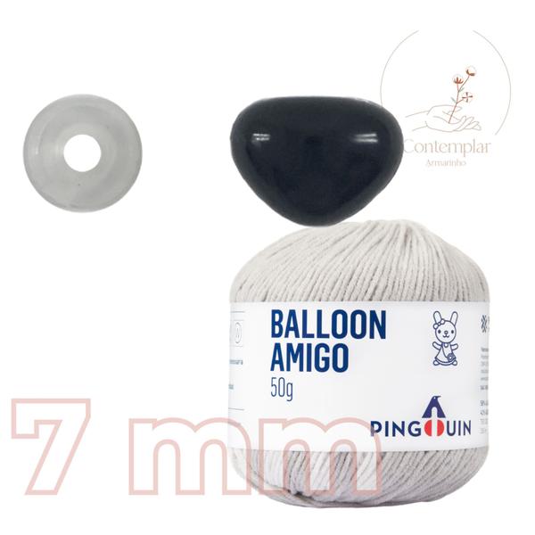 Imagem de Kit 1 Fio Balloon Amigo - Pingouin + Focinho preto com trava de segurança 7 mm - Círculo