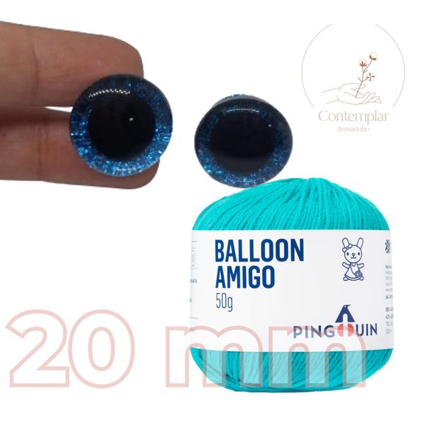 Imagem de Kit 1 Fio Balloon Amigo - Pingouin + Olhos com glitter azul 20 mm