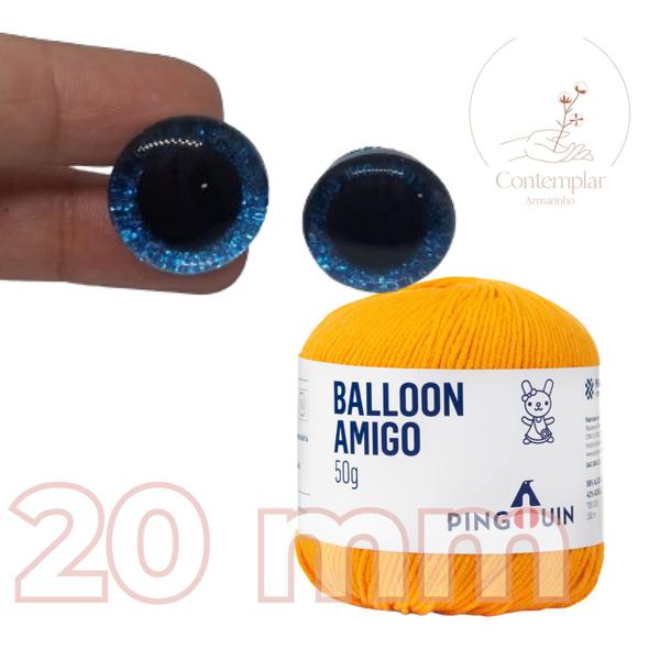 Imagem de Kit 1 Fio Balloon Amigo - Pingouin + Olhos com glitter azul 20 mm