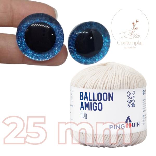 Imagem de Kit 1 Fio Balloon Amigo - Pingouin + Olhos com glitter azul 25 mm