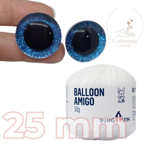 Imagem de Kit 1 Fio Balloon Amigo - Pingouin + Olhos com glitter azul 25 mm