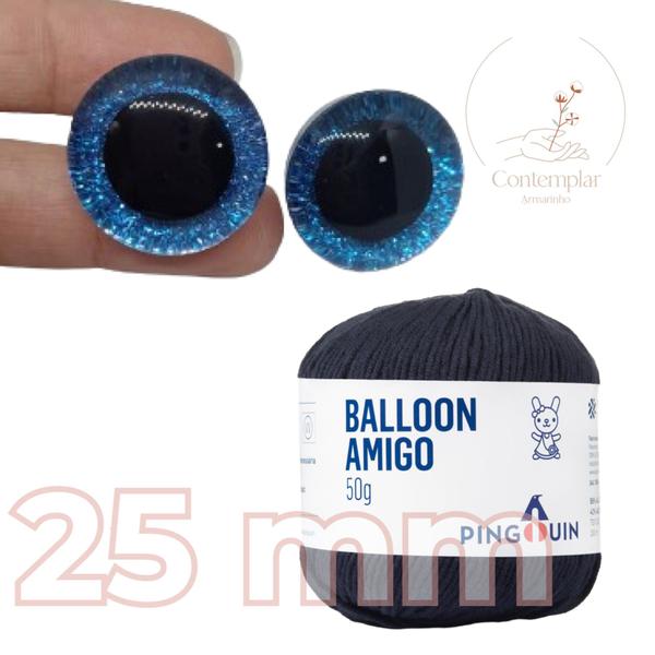 Imagem de Kit 1 Fio Balloon Amigo - Pingouin + Olhos com glitter azul 25 mm