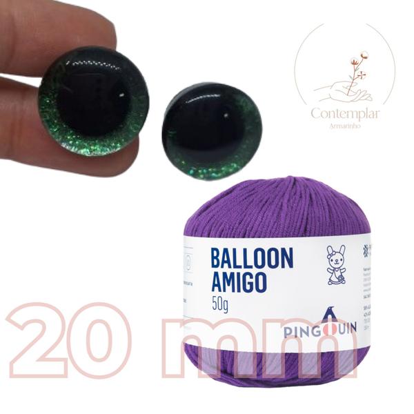 Imagem de Kit 1 Fio Balloon Amigo - Pingouin + Olhos com glitter verde 20 mm